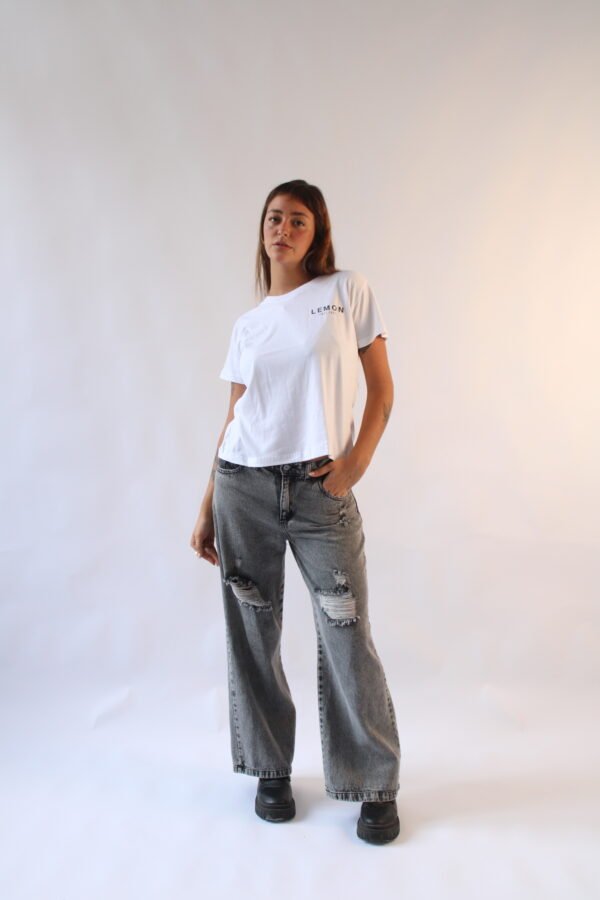 JEAN MOM CON ROTURAS GRIS.- SERENA - Imagen 3